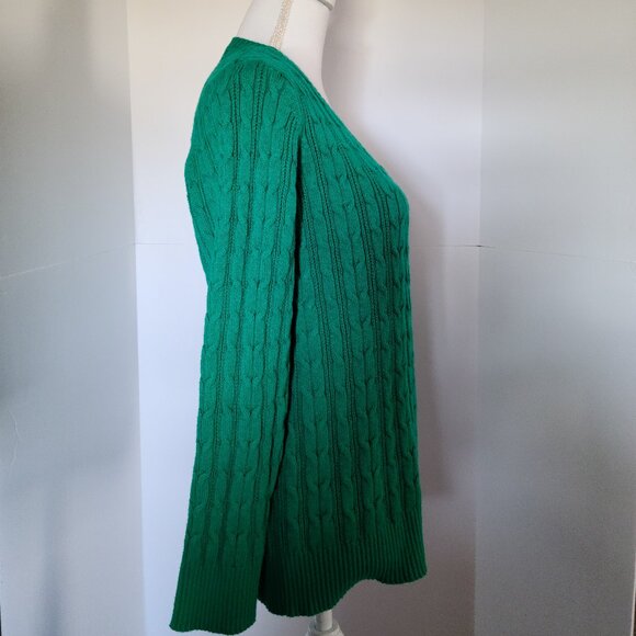 ST. JOHN'S BAY KELLEY GREEN SOFT  V-NECK COMFY CABLE KNIT SWEATER PXXL - Picture 3 of 6
